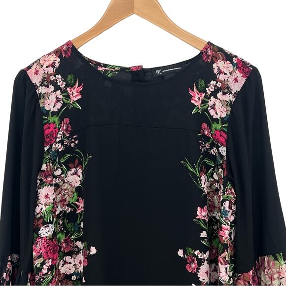 INC International Concepts black floral boho pleated bell sleeve shift dress 10 - Picture 4 of 8